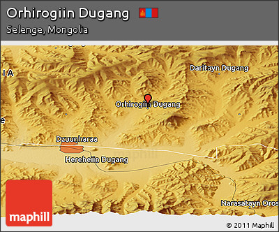 Physical Panoramic Map of Orhirogiin Dugang