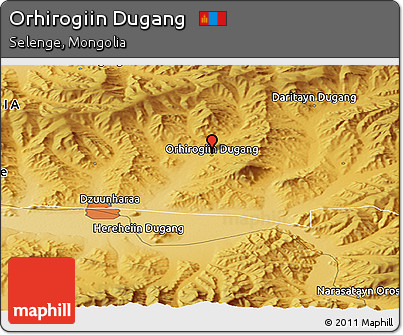 Physical Panoramic Map of Orhirogiin Dugang