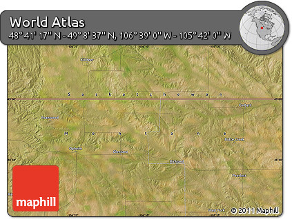 Satellite Map of the Area around 48° 54' 57" N, 106° 10' 30" W