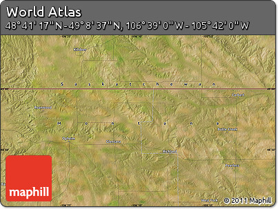 Satellite Map of the Area around 48° 54' 57" N, 106° 10' 30" W
