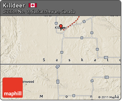 Shaded Relief Map of Killdeer