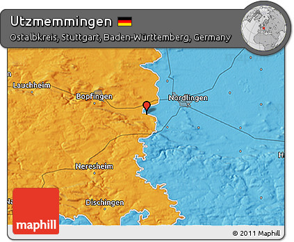 Political 3D Map of Utzmemmingen