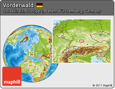 Physical Location Map of Vorderwald