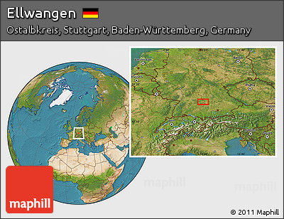 Satellite Location Map of Ellwangen