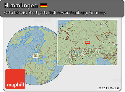 Savanna Style Location Map of Himmlingen, hill shading