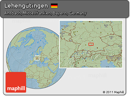Savanna Style Location Map of Lehengütingen, hill shading