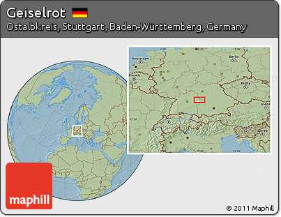 Savanna Style Location Map of Geiselrot, hill shading