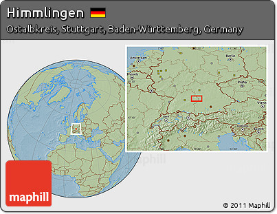 Savanna Style Location Map of Himmlingen, hill shading