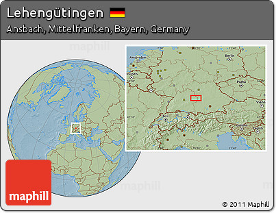 Savanna Style Location Map of Lehengütingen, hill shading