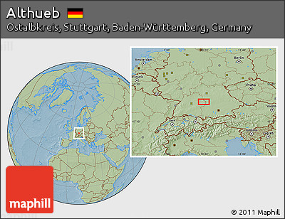 Savanna Style Location Map of Althueb, hill shading