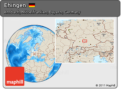 Shaded Relief Location Map of Ehingen