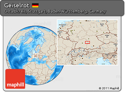 Shaded Relief Location Map of Geiselrot