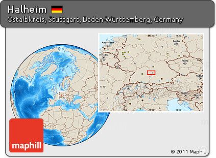 Shaded Relief Location Map of Halheim