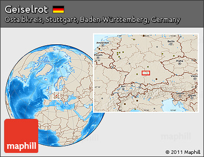Shaded Relief Location Map of Geiselrot