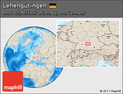 Shaded Relief Location Map of Lehengütingen