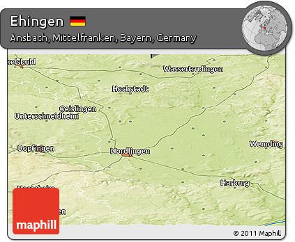 Physical Panoramic Map of Ehingen