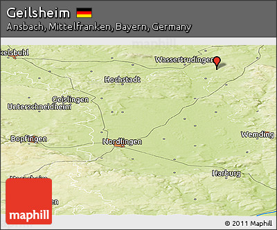 Physical Panoramic Map of Geilsheim