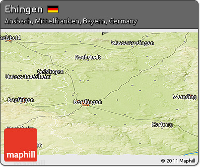 Physical Panoramic Map of Ehingen