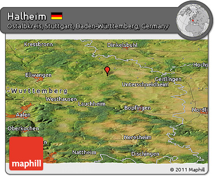 Satellite Panoramic Map of Halheim