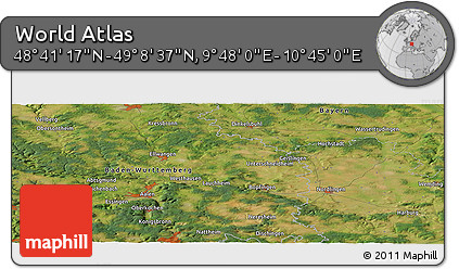 Satellite Panoramic Map of the Area around 48° 54' 57" N, 10° 16' 30" E