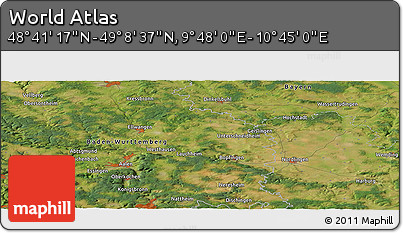 Satellite Panoramic Map of the Area around 48° 54' 57" N, 10° 16' 30" E