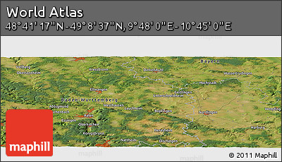 Satellite Panoramic Map of the Area around 48° 54' 57" N, 10° 16' 30" E