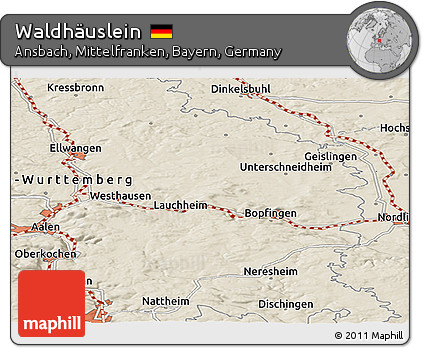 Shaded Relief Panoramic Map of Waldhäuslein