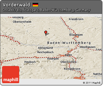Shaded Relief Panoramic Map of Vorderwald