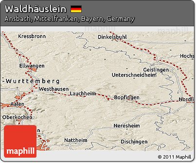 Shaded Relief Panoramic Map of Waldhäuslein