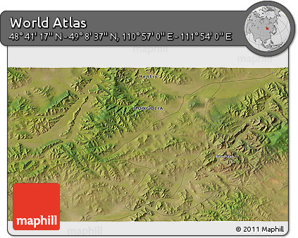 Satellite 3D Map of the Area around 48° 54' 57" N, 111° 25' 30" E