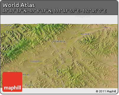 Satellite 3D Map of the Area around 48° 54' 57" N, 112° 16' 30" E