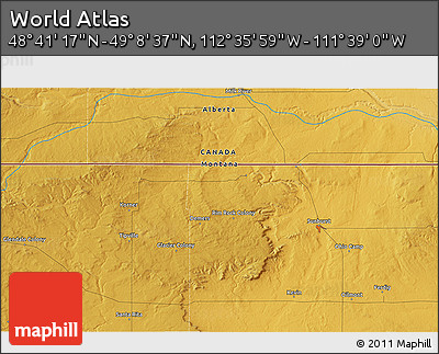 Physical 3D Map of the Area around 48° 54' 57" N, 112° 7' 30" W