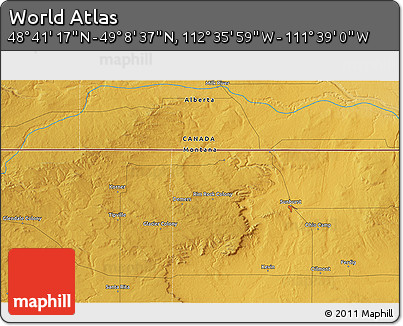 Physical 3D Map of the Area around 48° 54' 57" N, 112° 7' 30" W