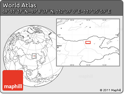 Blank Location Map of the Area around 48° 54' 57" N, 113° 7' 30" E