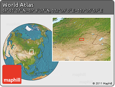 Satellite Location Map of the Area around 48° 54' 57" N, 113° 7' 30" E