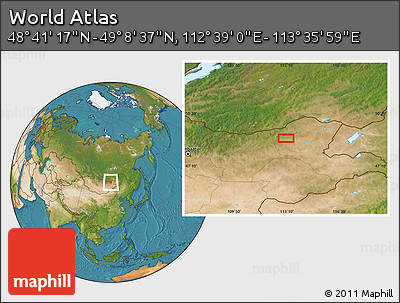 Satellite Location Map of the Area around 48° 54' 57" N, 113° 7' 30" E