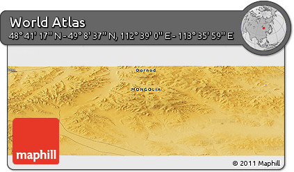 Physical Panoramic Map of the Area around 48° 54' 57" N, 113° 7' 30" E