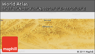 Physical Panoramic Map of the Area around 48° 54' 57" N, 113° 7' 30" E