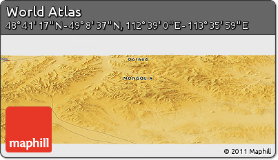 Physical Panoramic Map of the Area around 48° 54' 57" N, 113° 7' 30" E