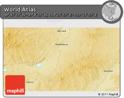 Physical 3D Map of the Area around 48° 54' 57" N, 114° 49' 29" E