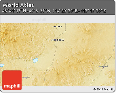 Physical 3D Map of the Area around 48° 54' 57" N, 114° 49' 29" E