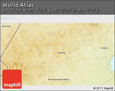 Physical 3D Map of the Area around 48° 54' 57" N, 116° 31' 30" E