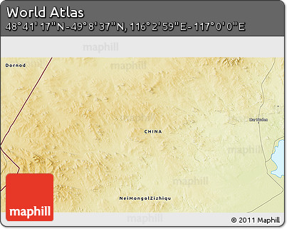 Physical 3D Map of the Area around 48° 54' 57" N, 116° 31' 30" E