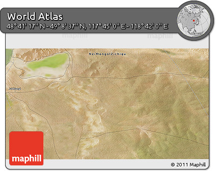 Satellite 3D Map of the Area around 48° 54' 57" N, 118° 13' 29" E