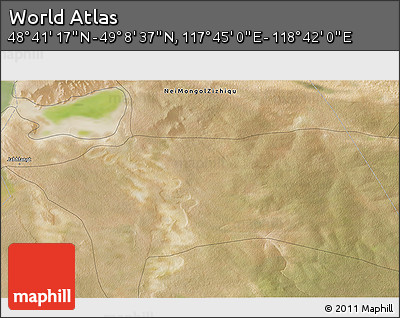 Satellite 3D Map of the Area around 48° 54' 57" N, 118° 13' 29" E