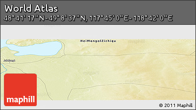 Physical Panoramic Map of the Area around 48° 54' 57" N, 118° 13' 29" E