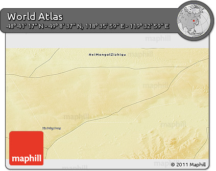 Physical 3D Map of the Area around 48° 54' 57" N, 119° 4' 29" E
