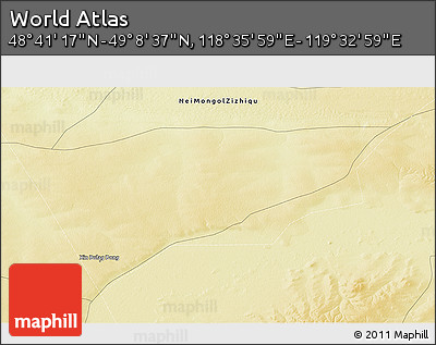 Physical 3D Map of the Area around 48° 54' 57" N, 119° 4' 29" E