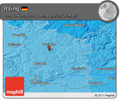Political 3D Map of Itzing