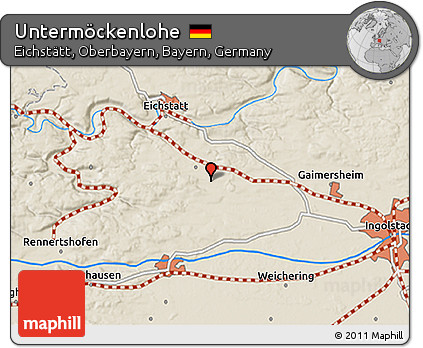 Shaded Relief 3D Map of Untermöckenlohe